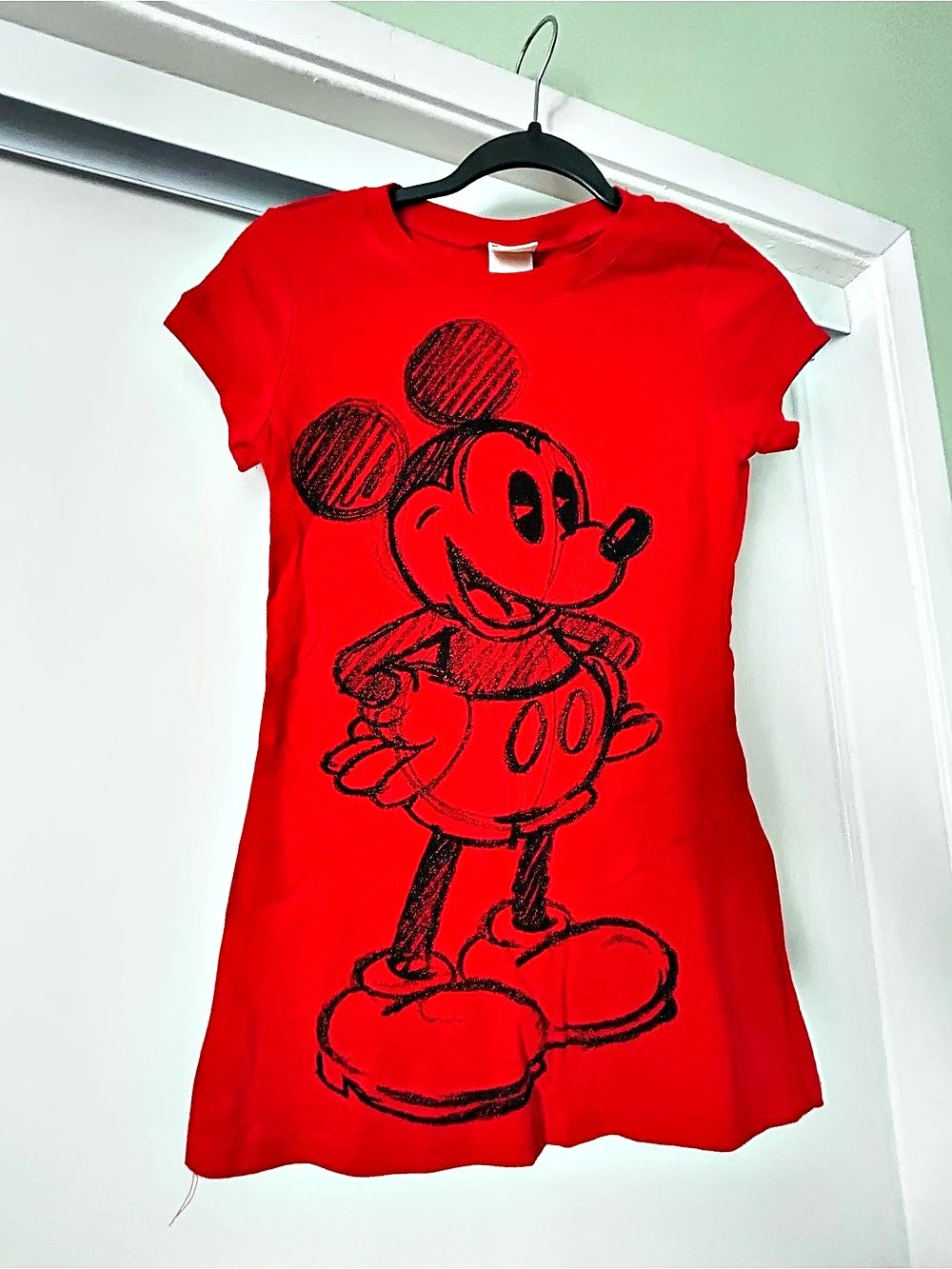 Disney Mickey Mouse Sketch Graphic T-Shirt Red & Black Medium
